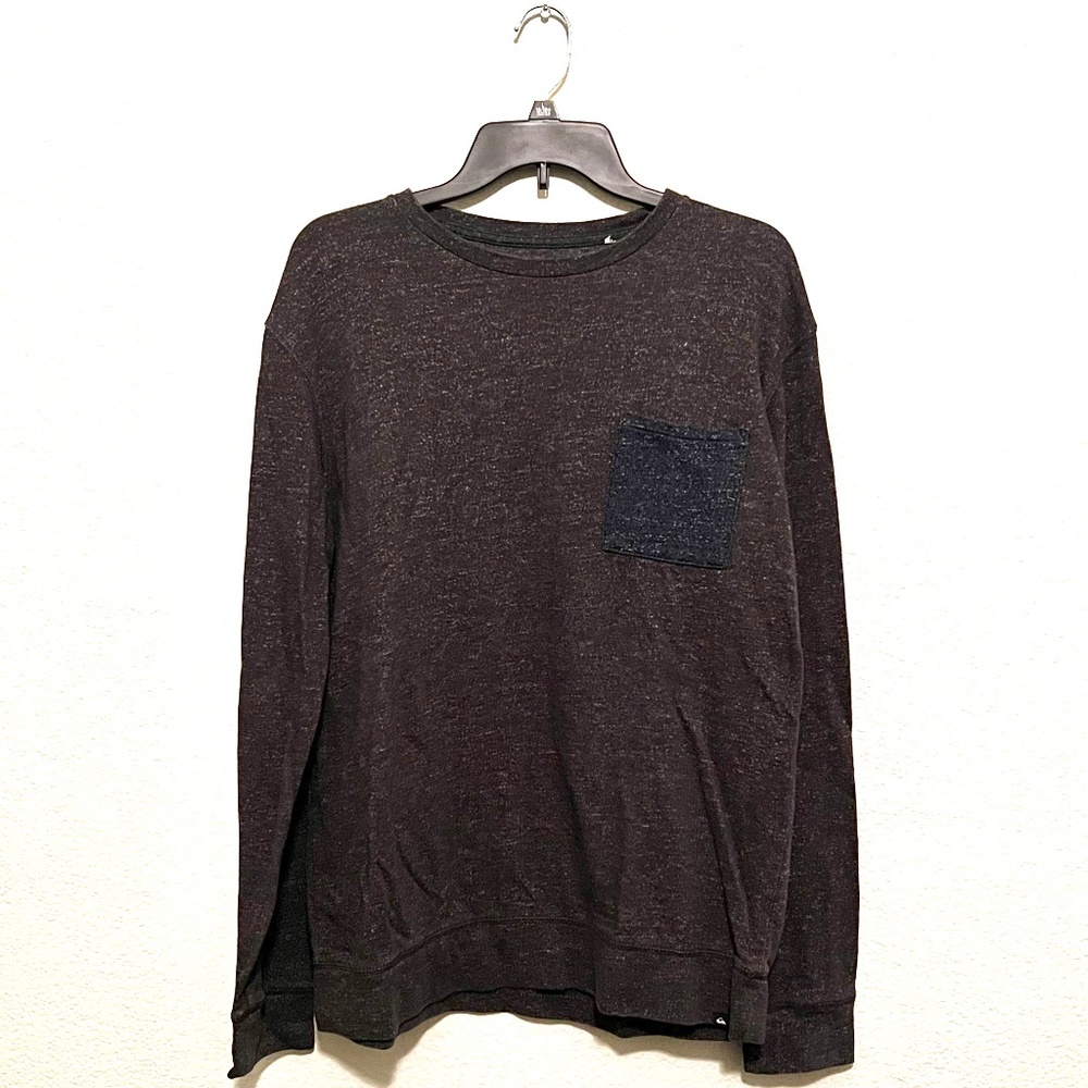 Quiksilver - Mens Large Light Weight Dark Grey Light Weight Crewneck Sweatshirt